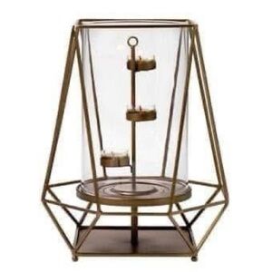 PartyLite Bronze Candle Holder with Geometric Frame